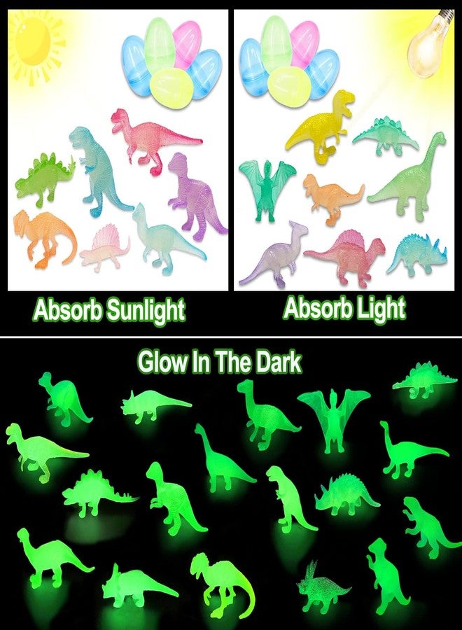 AMENON 36 Pack Easter Eggs Filled with Glow in The Dark Dinosaur Toys, Easter Basket Stuffers Essential for Toddlers Kids Glow Plastic Easters Eggs Dinosaur Surprise Easter Eggs Hunt Fillers Party Favors - Image 2